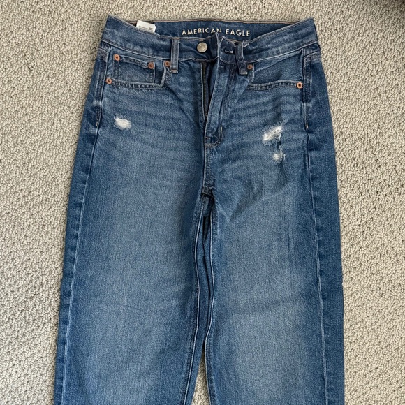 American Eagle Super High Rise Baggy Straight Jeans Size 00 - Picture 1 of 3